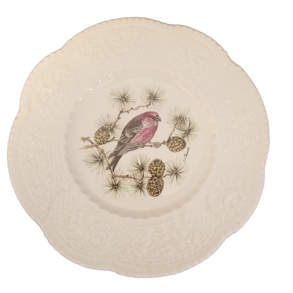 Bristol Ironstone Plate Aviary Pine GRosbeak Henry A Pausch Royal Cauldon 9''
